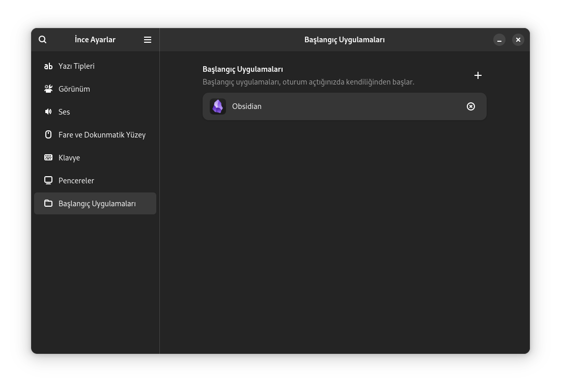 Gnome Tweaks - Startup Apps Tab